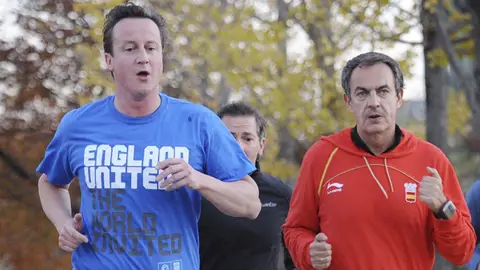 Cameron y Zapatero salieron juntos a correr Cameron y Zapatero salieron juntos a correr