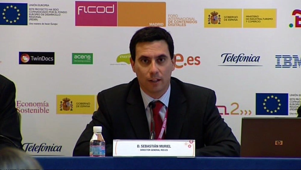 Sebastián Muriel, en una rueda de prensa, en FICOD 2010