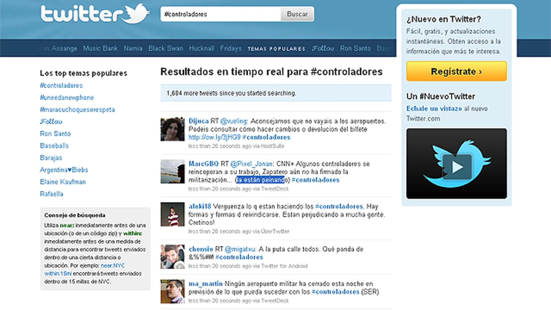Twitter clama contra los controladores Twitter clama contra los controladores