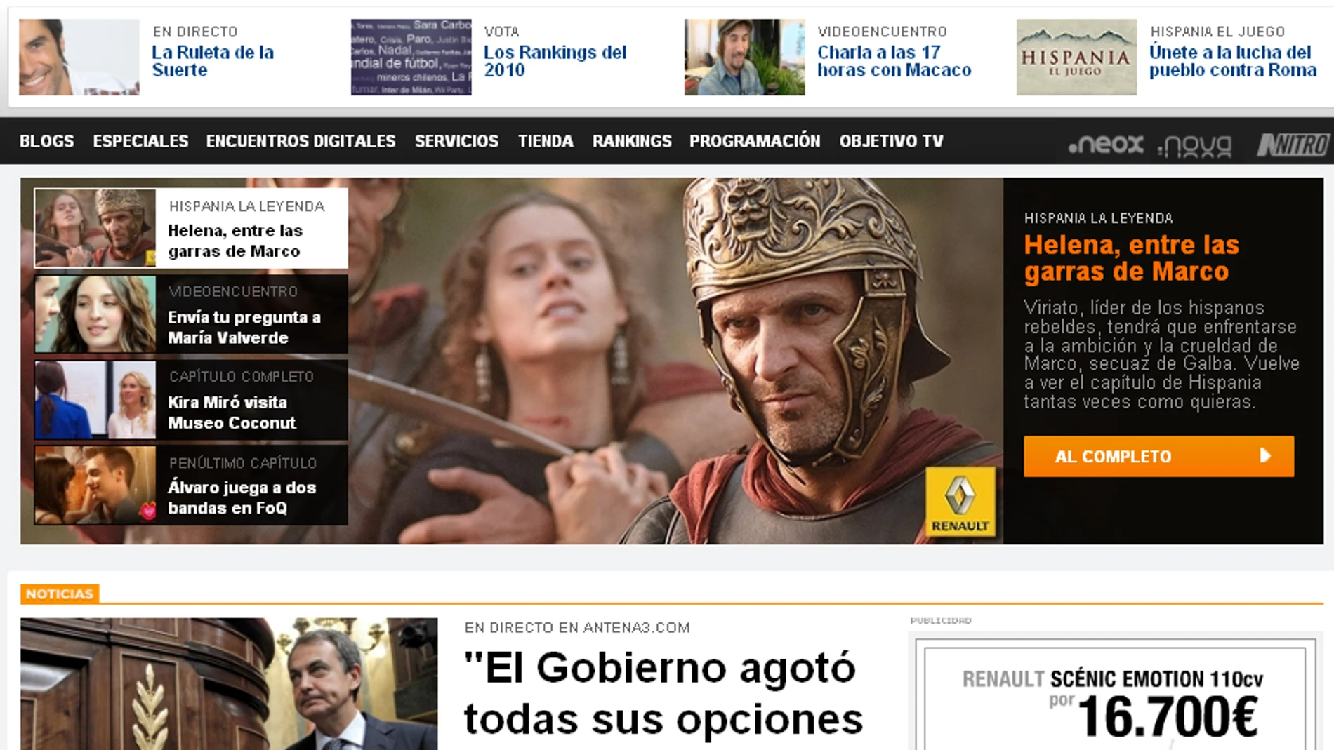 Portada de antena3.com Portada de antena3.com
