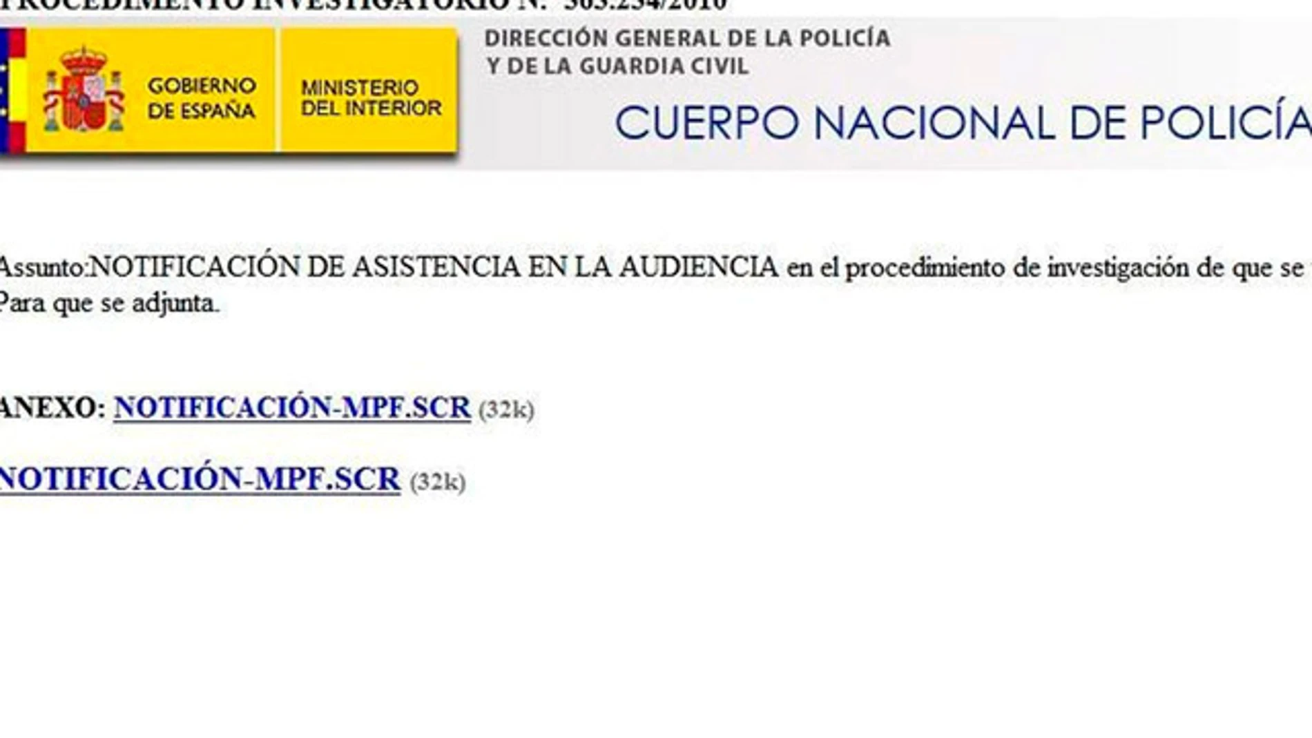 Imagen del contenido del correo del que ha alertado la Policía Nacional Imagen del contenido del correo del que ha alertado la Policía Nacional