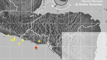 Mapa del terremoto en El Salvador