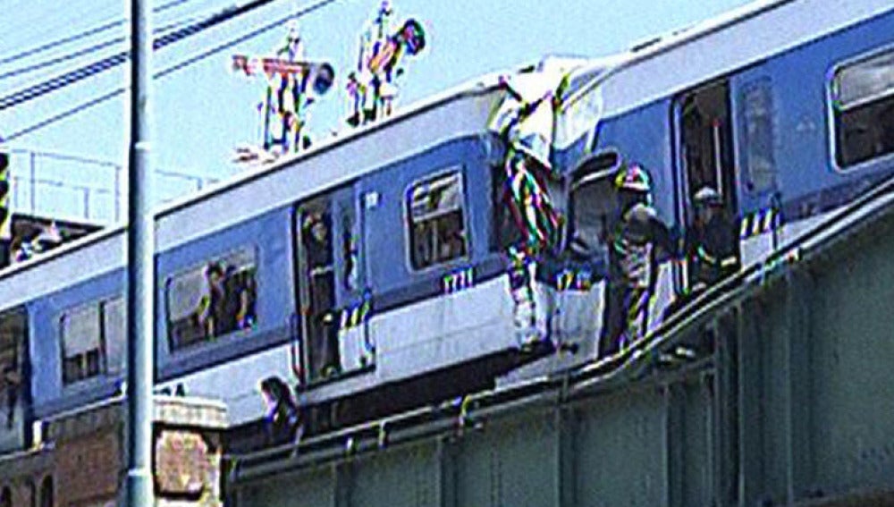 Imagen del choque entre los dos trenes en Palermo