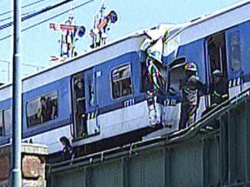 Imagen del choque entre los dos trenes en Palermo