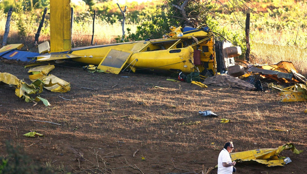 Avioneta en la que perdió la vida el piloto español