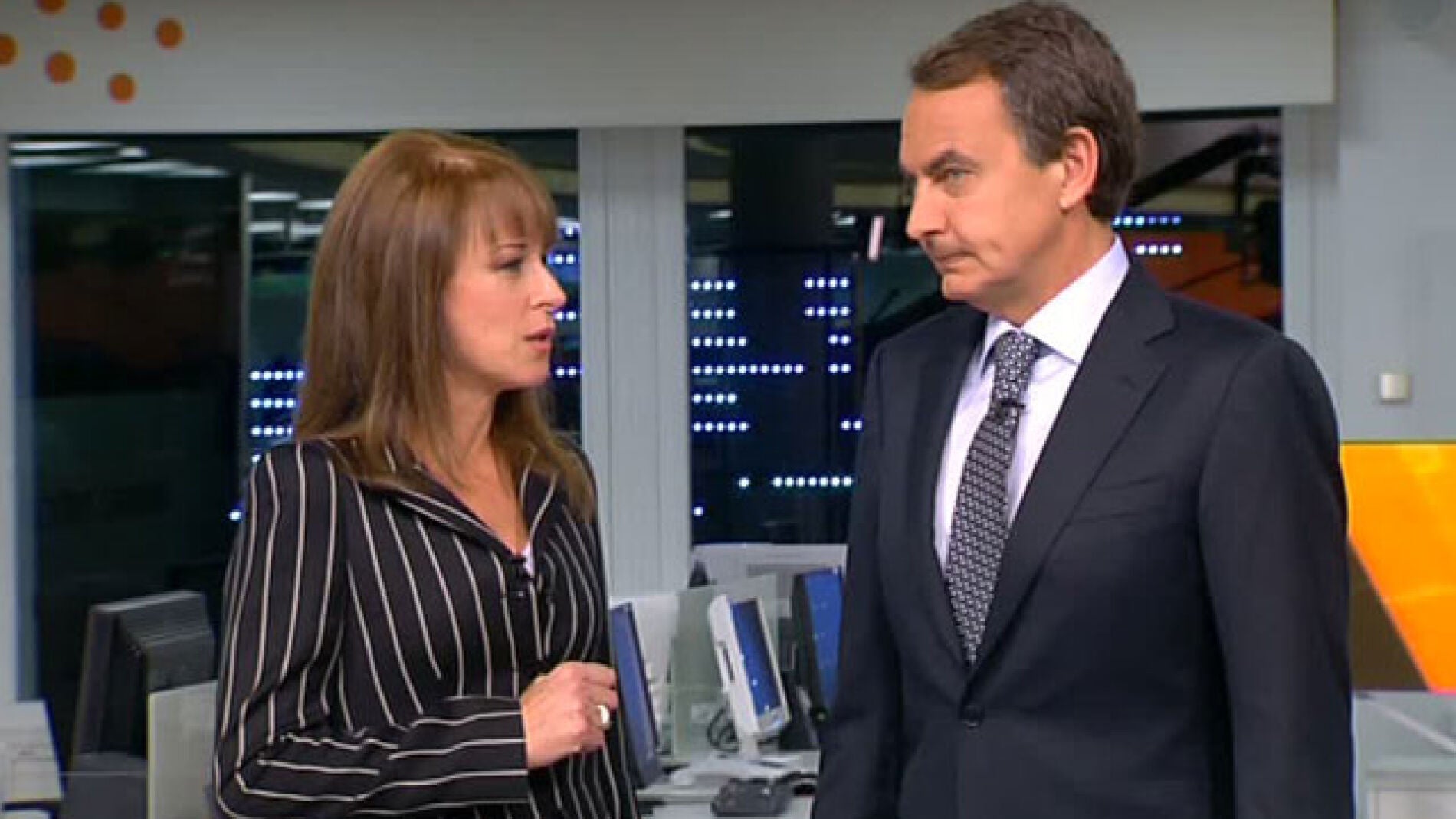 Jos&eacute; Luis Rodr&iacute;guez Zapatero durante su visita a Antena 3