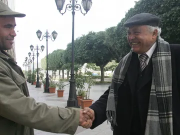 Ahmed Brahim, secretario general del movimiento Etajdid, a su llegada a un encuentro con Mohamed Ghanouchi Ahmed Brahim, secretario general del movimiento Etajdid, a su llegada a un encuentro con Mohamed Ghanouchi
