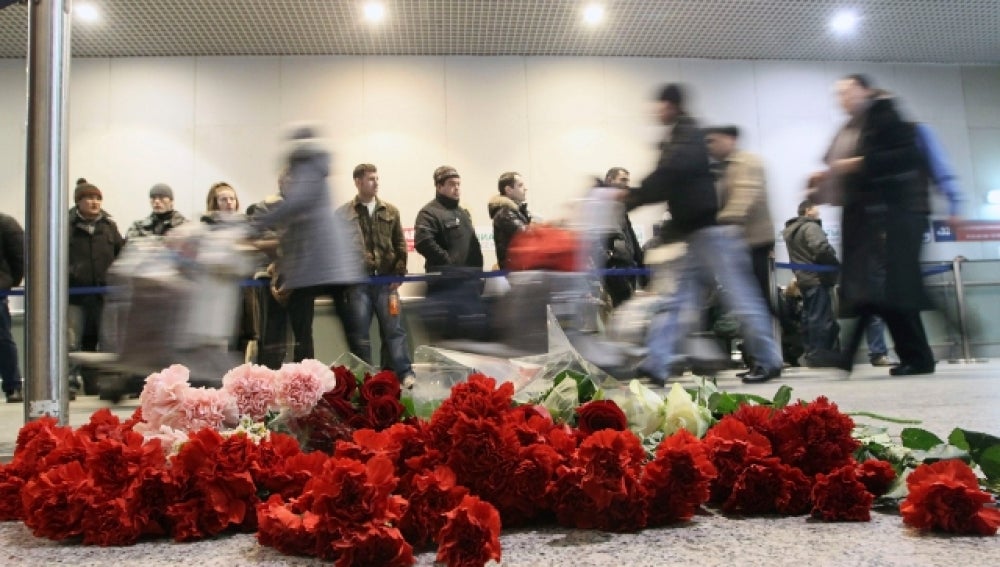 Flores en el aeropuerto de Moscú