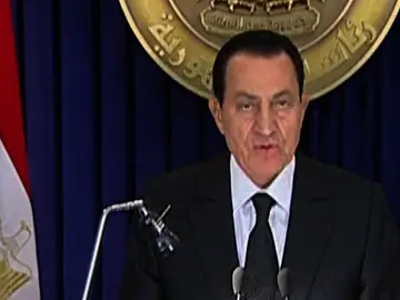 Hosni Mubarak, en su comparecencia Hosni Mubarak, en su comparecencia