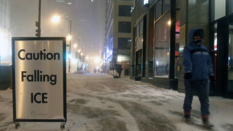 Nieve en el centro de Chicago