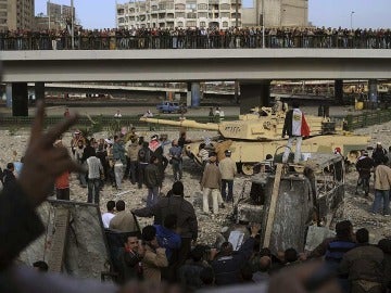 Manifestantes en la plaza Tahrir