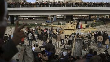 Manifestantes en la plaza Tahrir