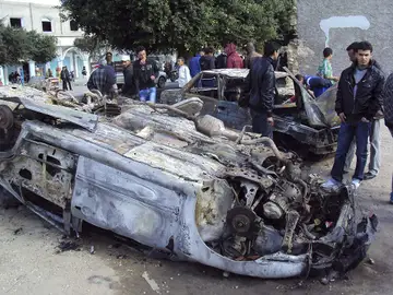 Destrozos tras la manifestación Destrozos tras la manifestación