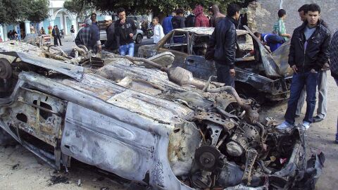 Destrozos tras la manifestaci&oacute;n
