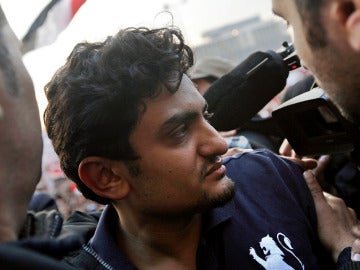 Wael Ghuneim, en la manifestación