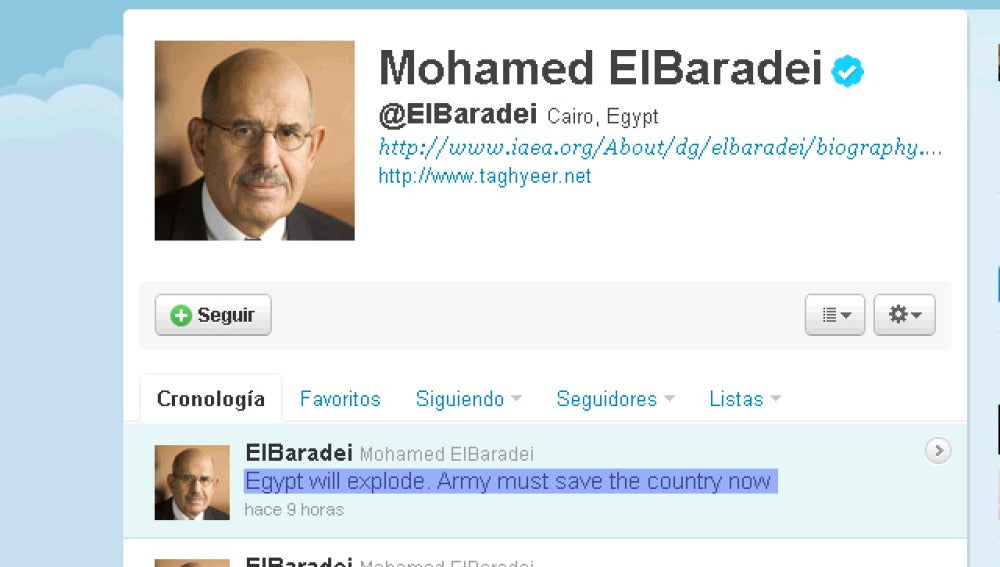 EBaradei en su Twitter
