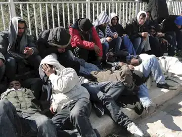 Inmigrantes llegados a la isla de Lampedusa Inmigrantes llegados a la isla de Lampedusa