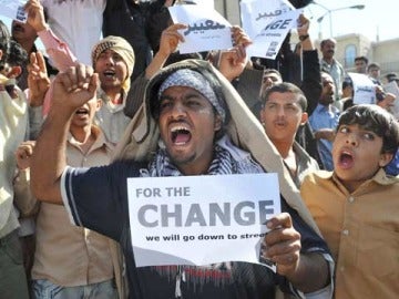 Manifestantes en Yemen