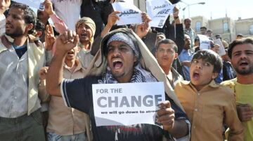 Manifestantes en Yemen