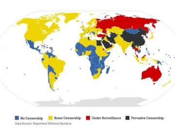 El mapa, con cuatro niveles de censura.