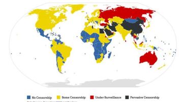 El mapa, con cuatro niveles de censura.