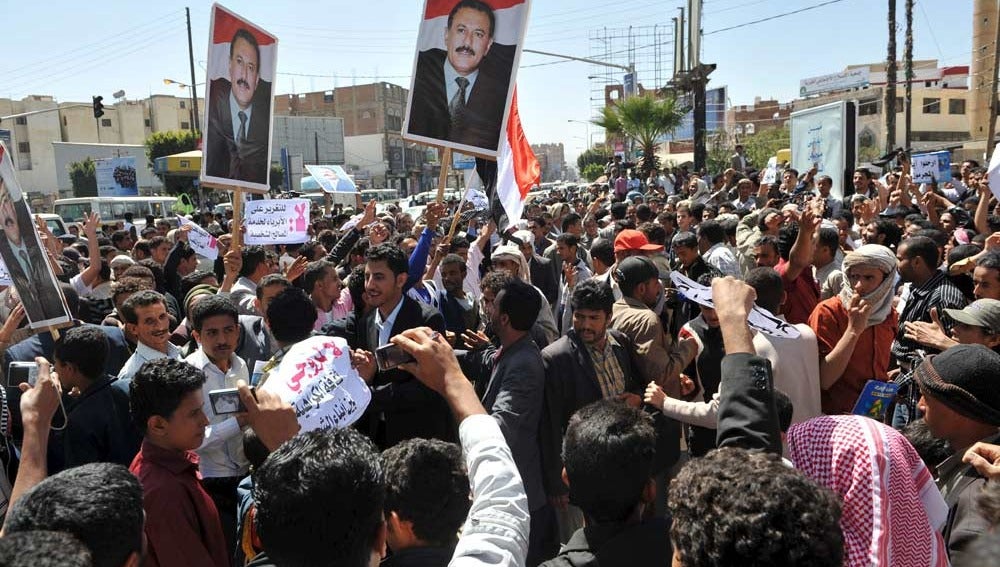 Manifestantes opositores en Yemen