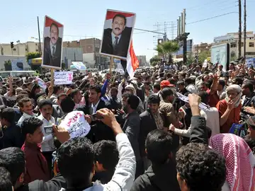 Manifestantes opositores en Yemen Manifestantes opositores en Yemen