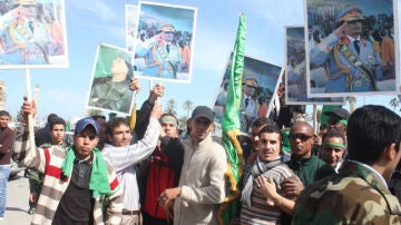 Manifestantes en Libia