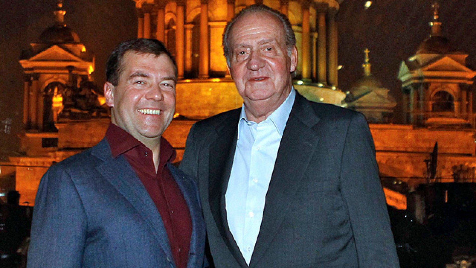 Don Juan Carlos y Medv&eacute;dev en San Petersburgo
