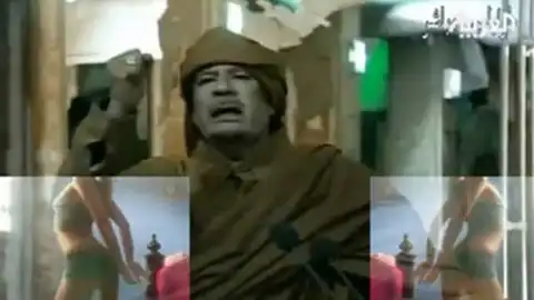 Secuencia del video que parodia el discurso de Gadafi Secuencia del video que parodia el discurso de Gadafi