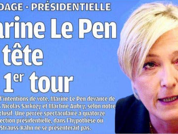 Marine Le Pen, superaría a Sarkozy