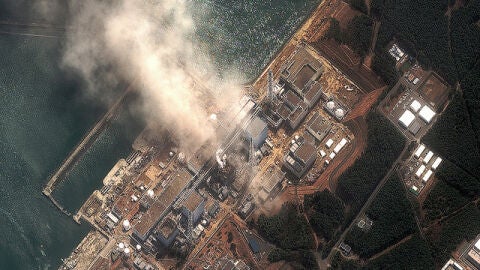 Vista a&eacute;rea de la central nuclear de Fukushima