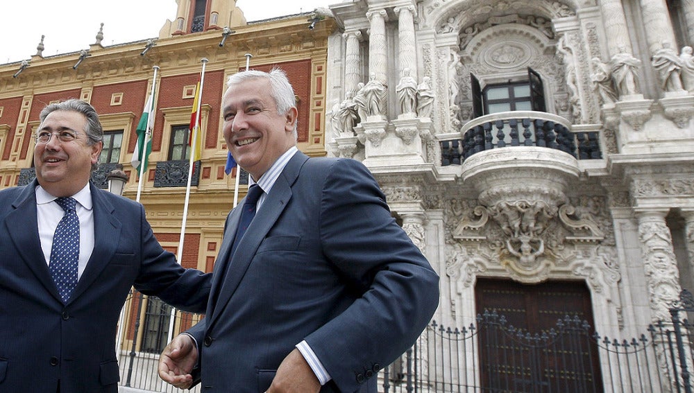 Javier Arenas y el candidato del PP a la Alcaldía de Sevilla, Juan Ignacio Zoido. 