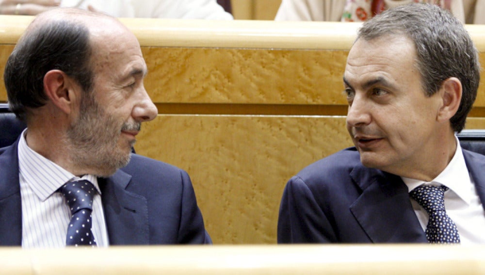 Rubalcaba y Zapatero en el Senado