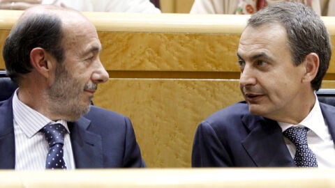 Rubalcaba y Zapatero en el Senado