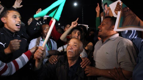 Seguidores del l&iacute;der libio Muamar el Gadafi 