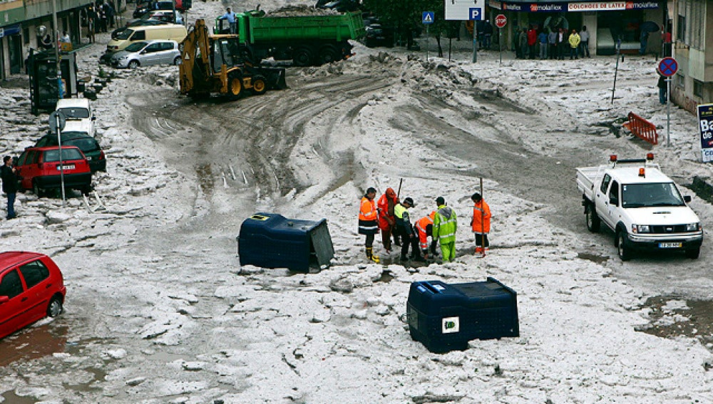 Fuerte granizada en Lisboa