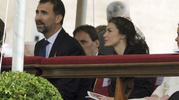 Los príncipes de Asturias, en el acto de Beatificación.