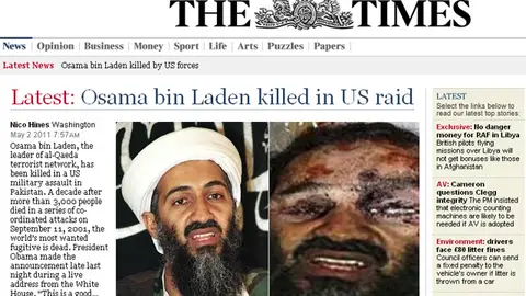 La muerte de Bin Laden en The Times La muerte de Bin Laden en The Times