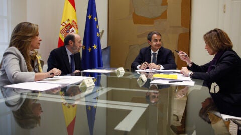 Zapatero junto a Chac&oacute;n, Jim&eacute;nez y Rubalcaba