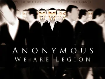 Cartel del grupo Anonymous con uno de sus lemas. Cartel del grupo Anonymous con uno de sus lemas.