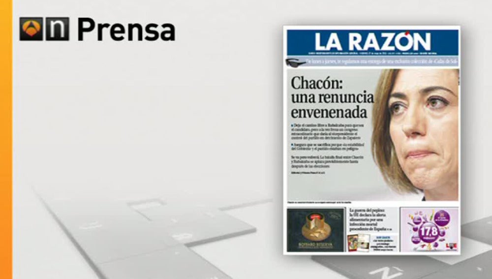 La prensa refleja la renuncia de Chacón a las primarias