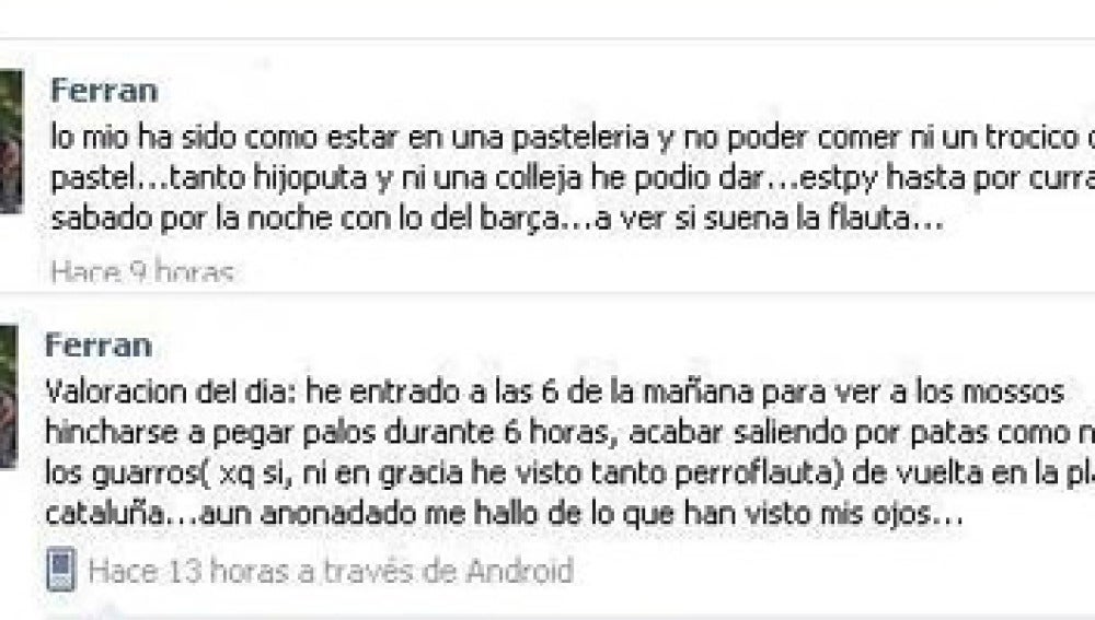 Extracto de la conversación en Facebook