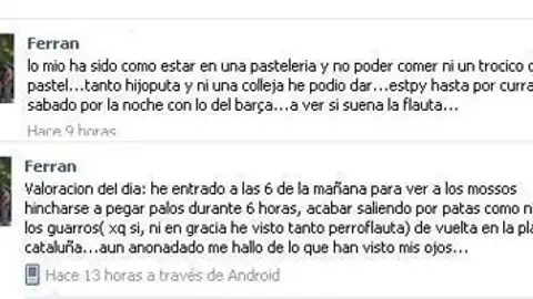Extracto de la conversación en Facebook Extracto de la conversación en Facebook