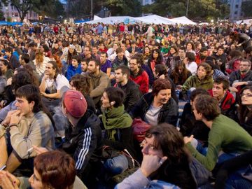 Los indignados de plaza Catalunya