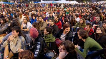 Los indignados de plaza Catalunya