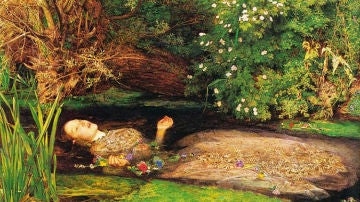 Así imagina el pintor,John Everett Millais, la muerte de Ofelia.