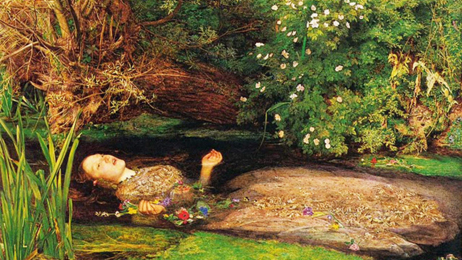 As&iacute; imagina el pintor,John Everett Millais, la muerte de Ofelia.