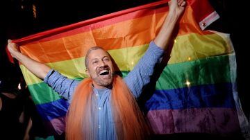 Un gay celebra la legalización del matrimonio homosexual