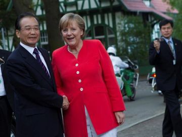 Wen Jiabao y Angela Merkel